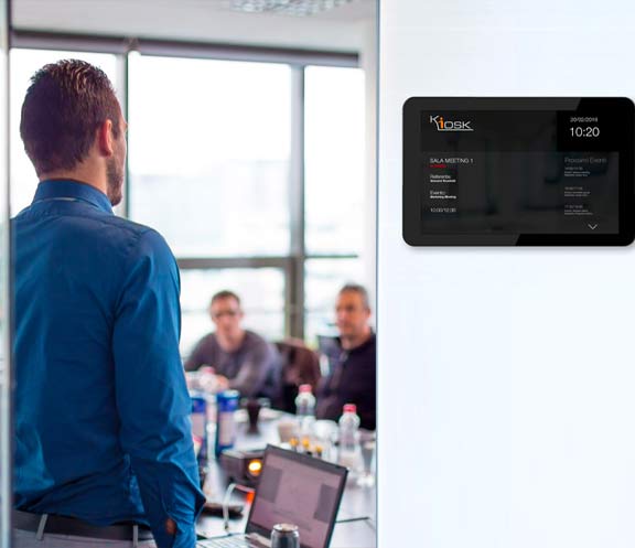 meeting room booking system on tablet